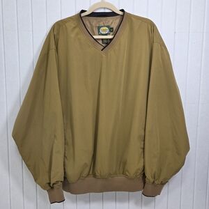 Cabela's Men's Outdoor Gear Pull-Over V-Neck Windbreaker Tan and Green Jacket L
